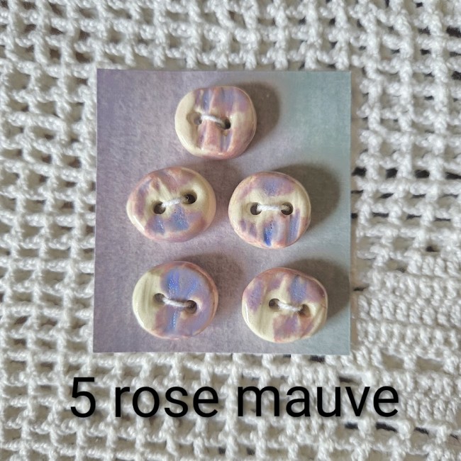5 boutons rose mauve nom