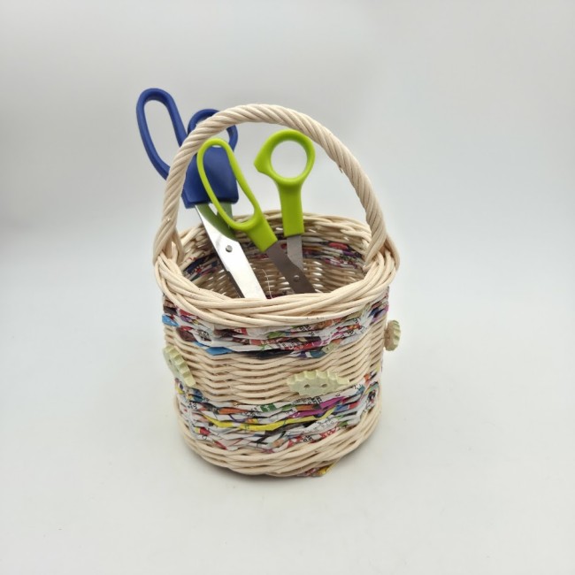 mini panier anse rotin boutons feuilles vert clair 2