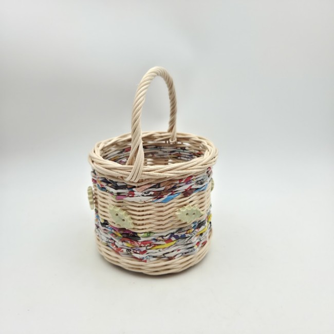 mini panier anse rotin boutons feuilles vert clair 3