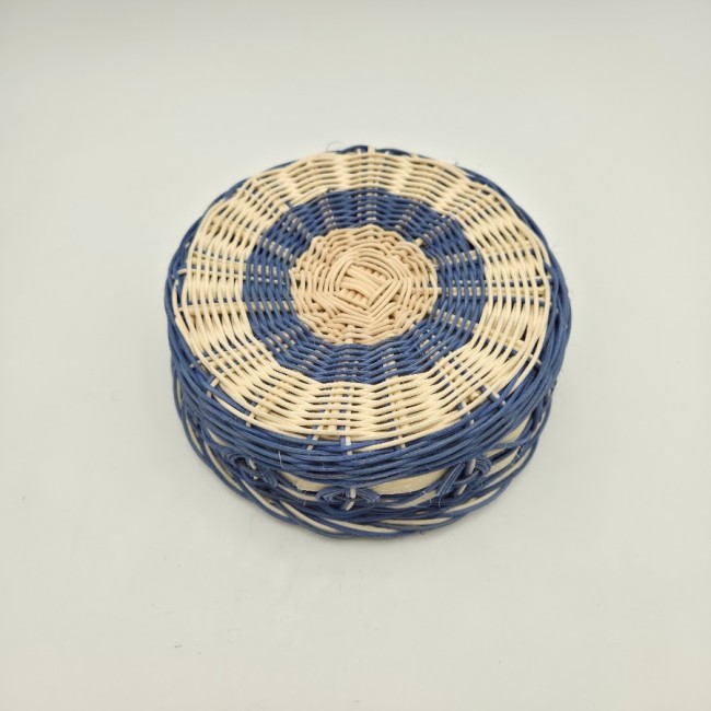 corbeille ronde bleue ecru dessin 4