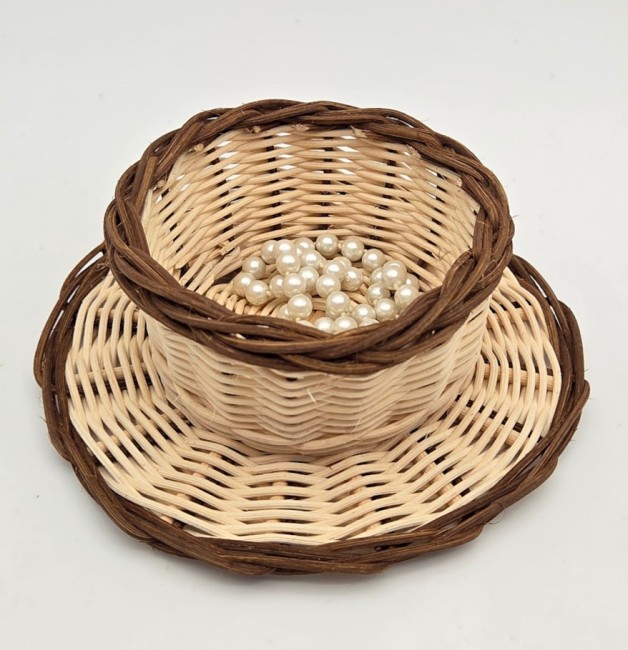 vide poche avec soucoupe ecru marron 3