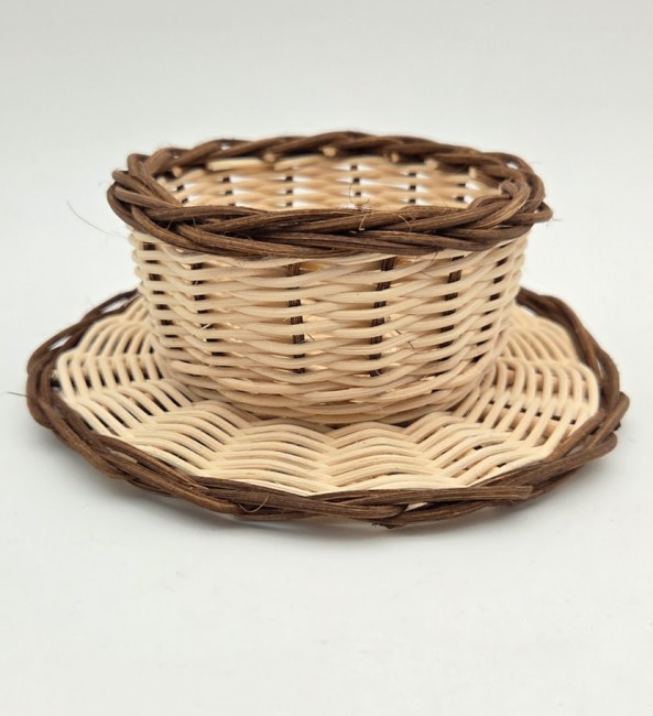 vide poche avec soucoupe ecru marron 2