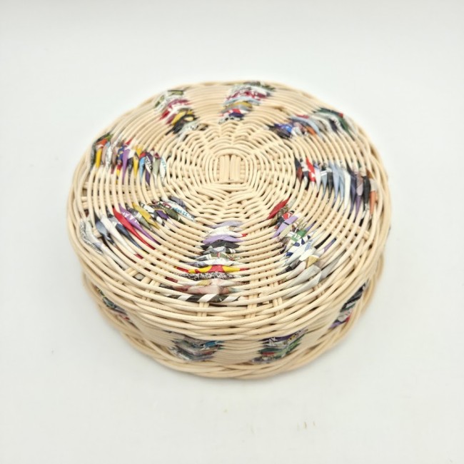 corbeille ronde rotin papier tressage super 5