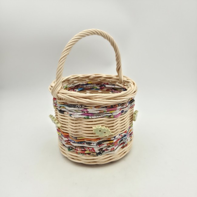 mini panier anse rotin boutons feuilles vert clair 4