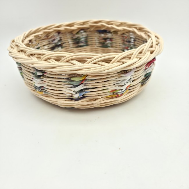 corbeille ronde rotin papier tressage super 2