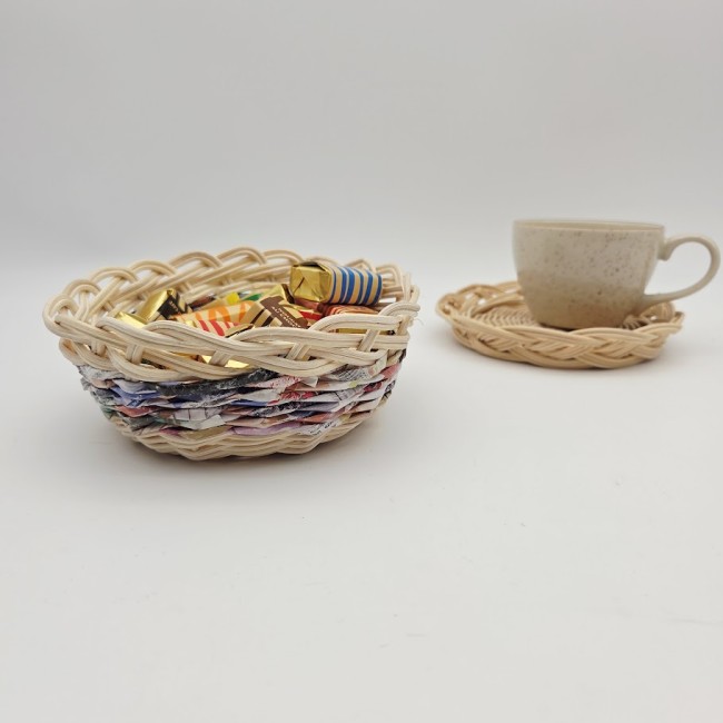 Vide-poches - coupelles - mini corbeilles rondes en rotin naturel et...