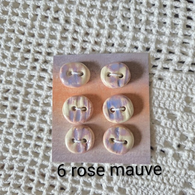 6 boutons rose mauves nom