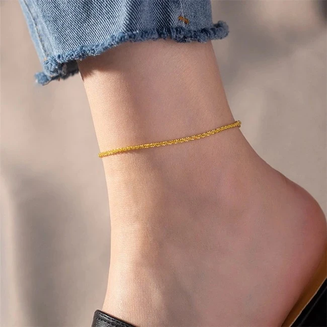 Bracelet de cheville doré en acier inoxydable