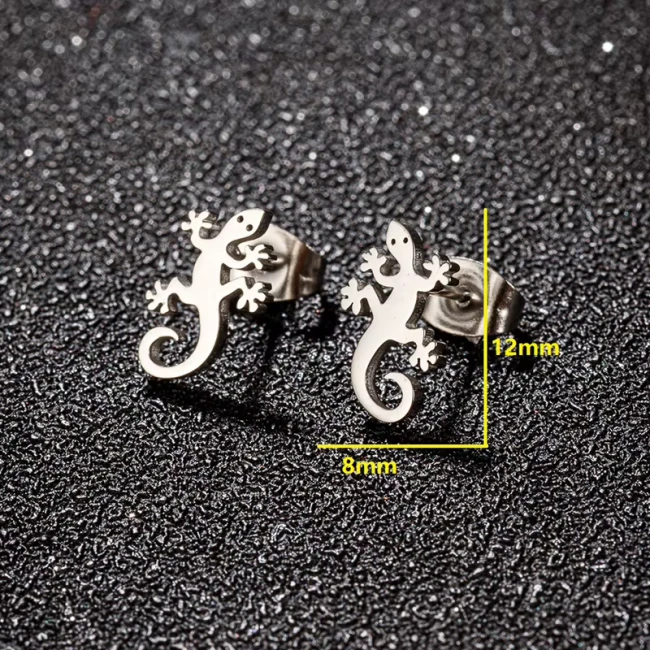 Puces d'oreilles gecko en acier inoxydable – dimensions 12mm x 8mm