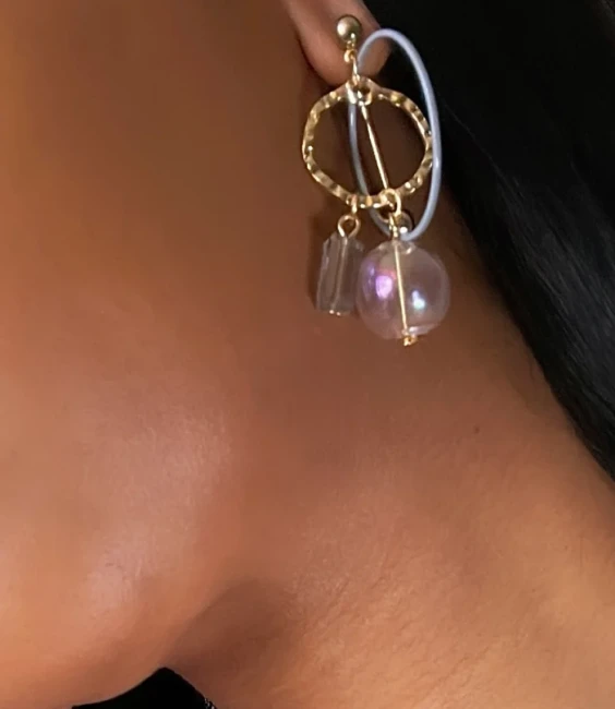 boucles d'oreilles pendantes avec perles bulles
