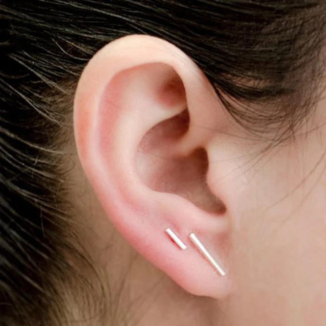 Boucles d'oreilles barre argent en acier inoxydable
