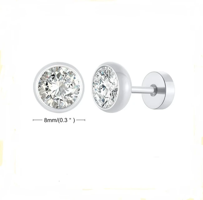 puce d'oreille dorée strass CZ piercing oreille homme