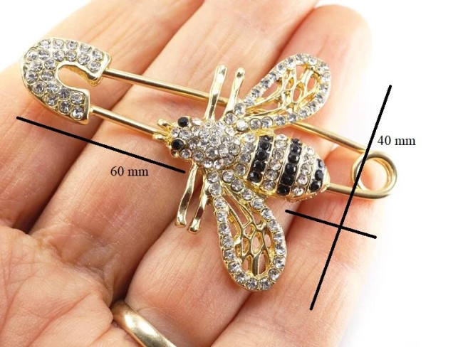 Dimensions de la broche strass abeille