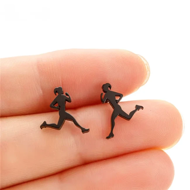 Bijou joggeuse or rose et noir – boucles d'oreilles running
