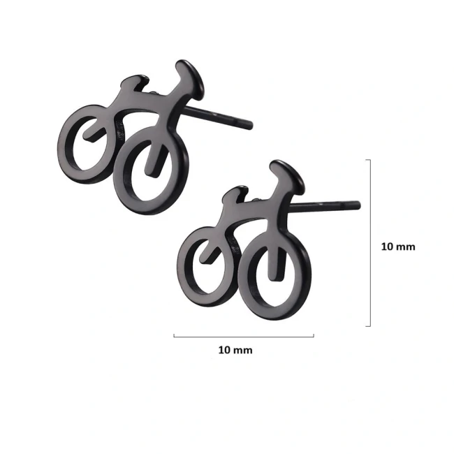 Boucles d’oreilles vélo or – puces 10 mm motif vélo
