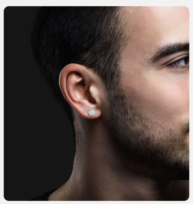 puce d'oreille argent strass CZ acier inoxydable