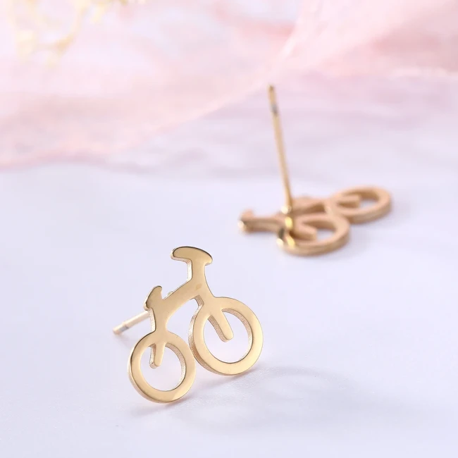 Boucles d’oreilles vélo doré 10 mm clous d’oreilles vélo design minimaliste