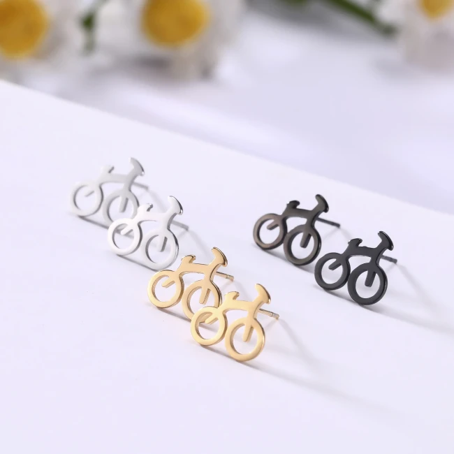 Boucles d’oreilles vélo – clous d’oreilles cyclisme 10 mm (argent, or, noir)