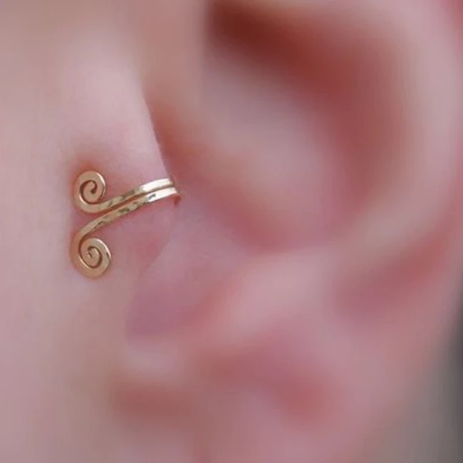 Bague d’oreille ou de nez spirale ajustable, sans perçage – acier inoxydable, or ou argent