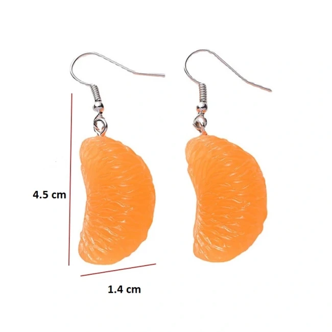 Boucles d'oreilles quartier de mandarine en acrylique – dimensions