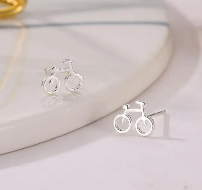 Boucles d’oreilles vélo argent 10 mm clous d’oreilles design cyclisme