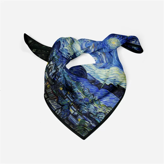 Foulard 70x70 inspiré de La Nuit étoilée de Van Gogh