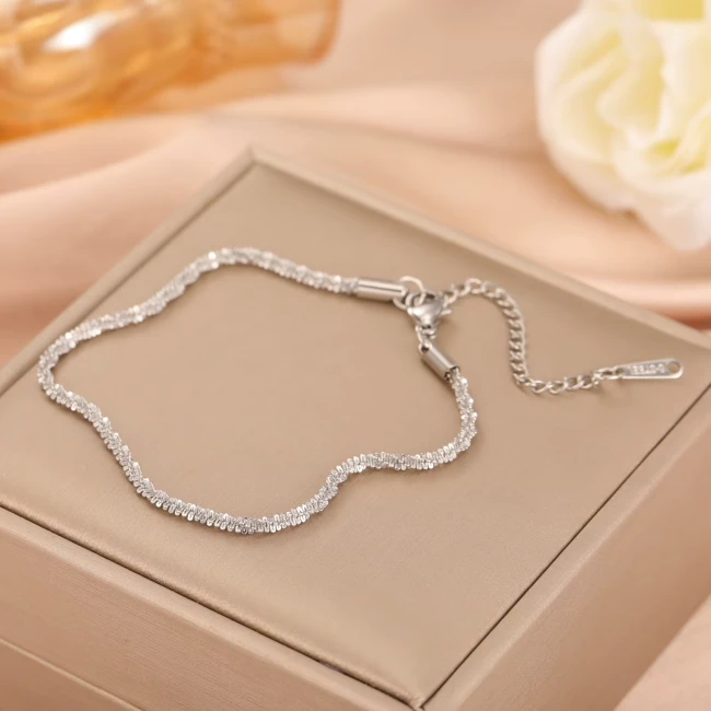 Bracelet acier inoxydable argent brillant