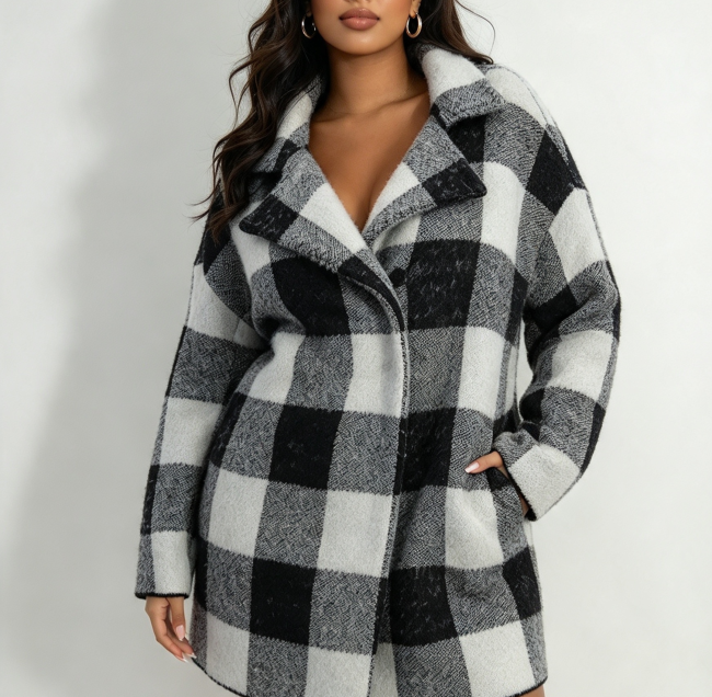 Manteau / Cardigan oversize à carreaux