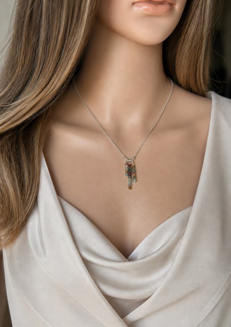 collier en argent 925 avec pendentif en tourmaline