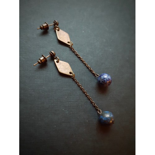 Boucles d'oreilles pendantes ALTAÏR - lapis-lazuli