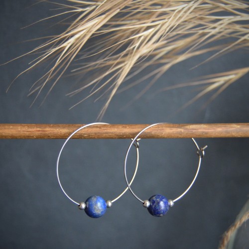 Créoles SATELLITE lapis-lazuli