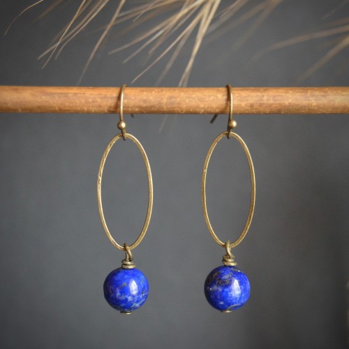 Boucles d'oreilles pendantes GRAVITY lapis-lazuli