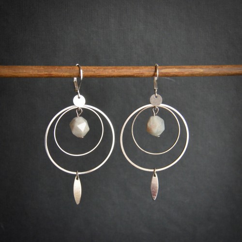 Boucles d'oreilles pendantes ATLANTIS - aigue-marine