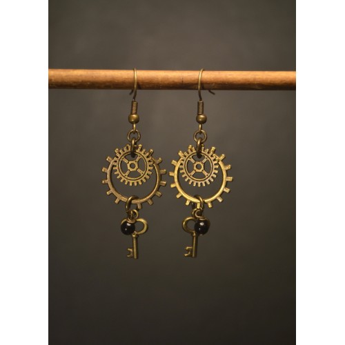 Boucles d'oreilles steampunk VERA - agate