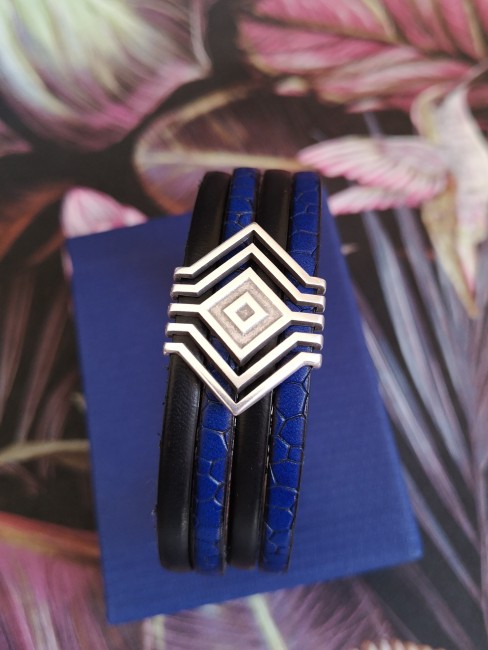 Bracelet cuir homme bleu