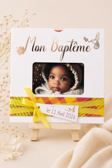 Faire-part Madras Personnalisé – Naissance, Baptême & Communion Créole