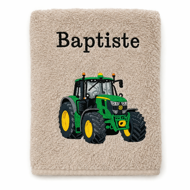Motif brodé : tracteur vert et jaune Motif brodé : tracteur vert et jaune