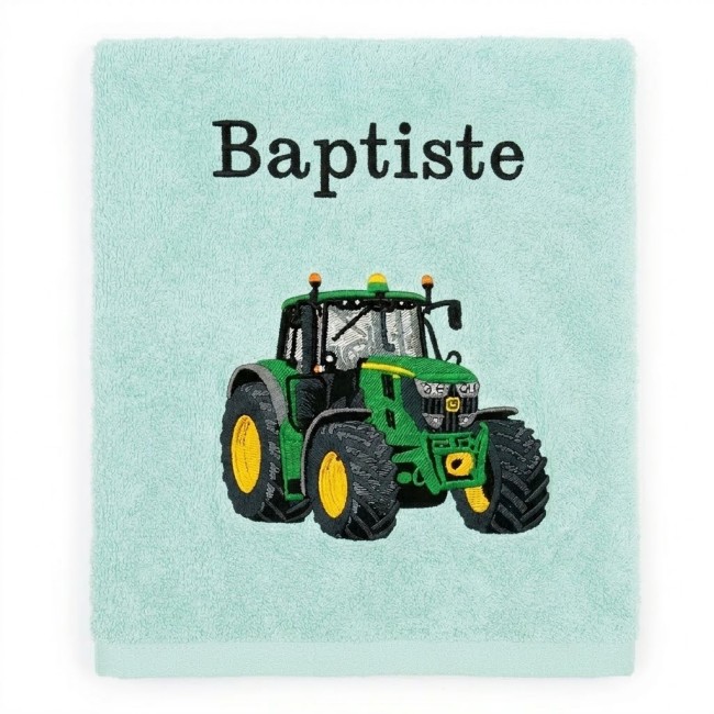 Motif brodé : tracteur vert et jaune Motif brodé : tracteur vert et jaune