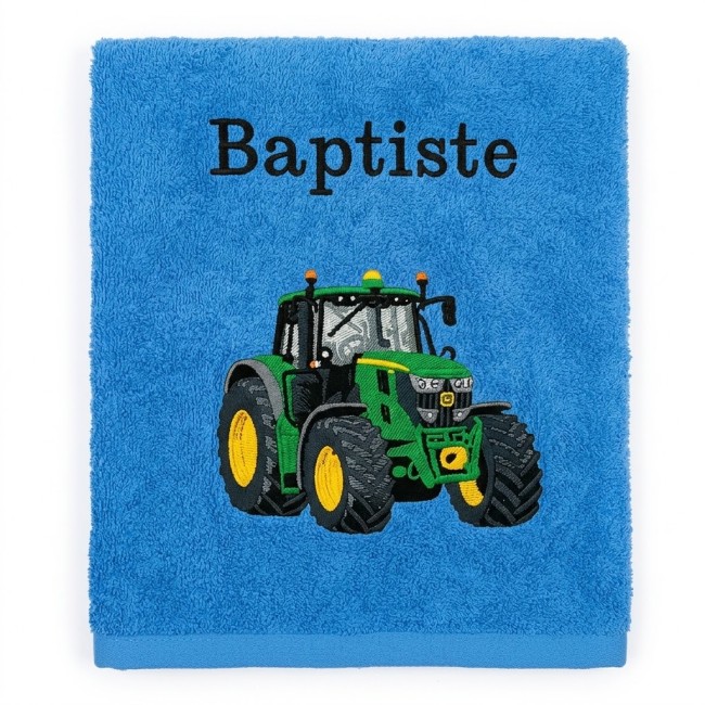Motif brodé : tracteur vert et jaune Motif brodé : tracteur vert et jaune