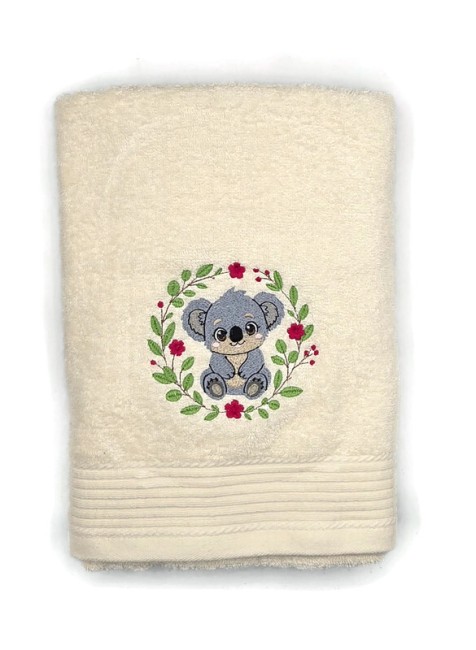 Serviette brodée personnalisée avec prénom et motif Koala