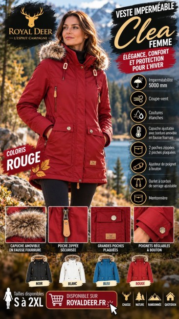Parka imperméable Trespass Clea Rouge