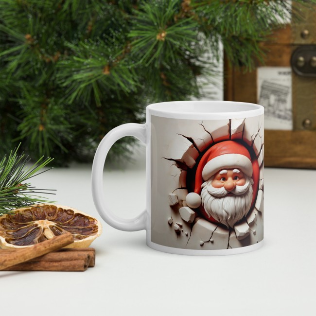 Mug Pere Noel 3D – Effet Mur Cassé . Tasse en Céramique (2)