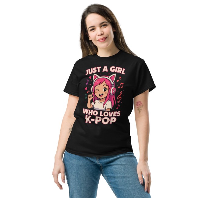 T-shirt Just a Girl Who Loves K-pop Impression DTG ou prémium DTF (3)