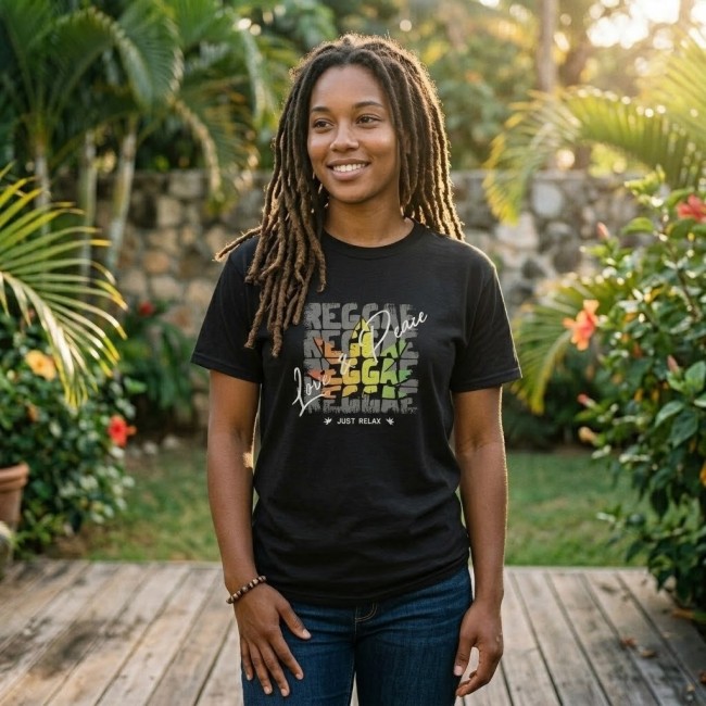 T-shirt Reggae Love & Peace - Coton Softstyle - Look Urbain & Chill (2)