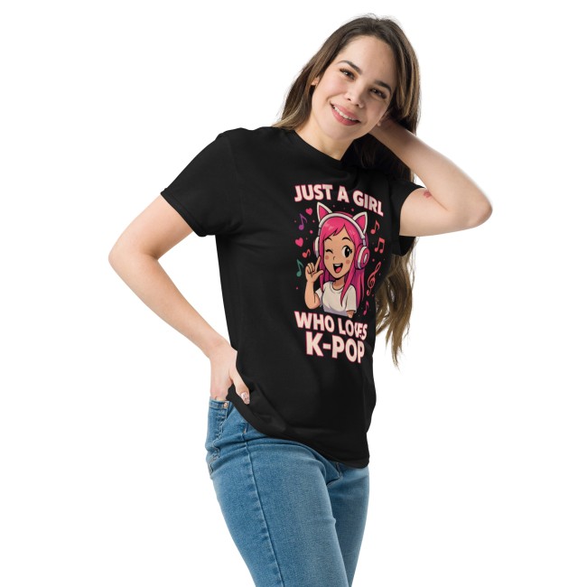 T-shirt Just a Girl Who Loves K-pop Impression DTG ou prémium DTF (2)