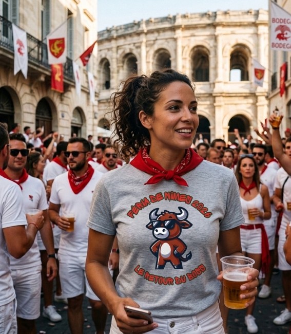T-Shirt Féria de Nîmes 2026 - Le Retour du Boss - Édition Collector Taureau Mascotte (2)