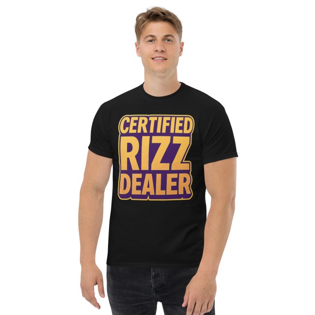 T-shirt Certified Rizz Dealer. Impression DTF sur coton noir 170g (3)
