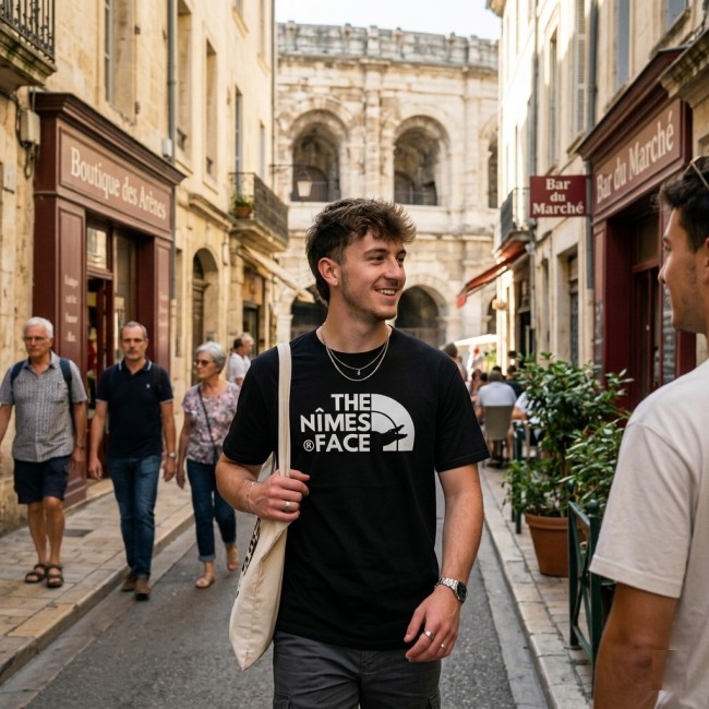 T-shirt Personnalisé Nîmes The Nimes Face - Softstyle noir (2)