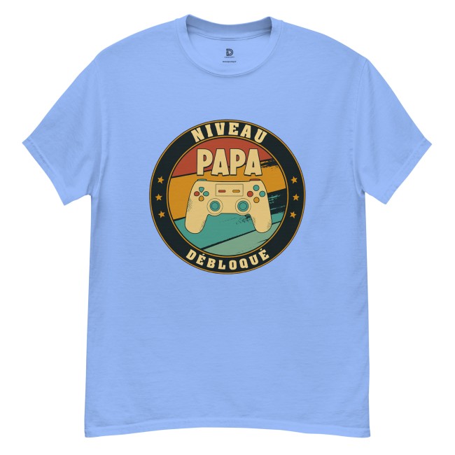 T-shirt coton Niveau Papa Débloqué – Le cadeau parfait pour le papa gamer ! (3)