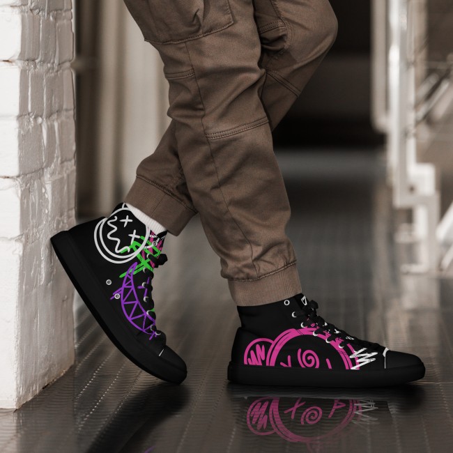 Sneakers Montantes Streetwear Noires D Concept Baskets Homme Canvas (2)